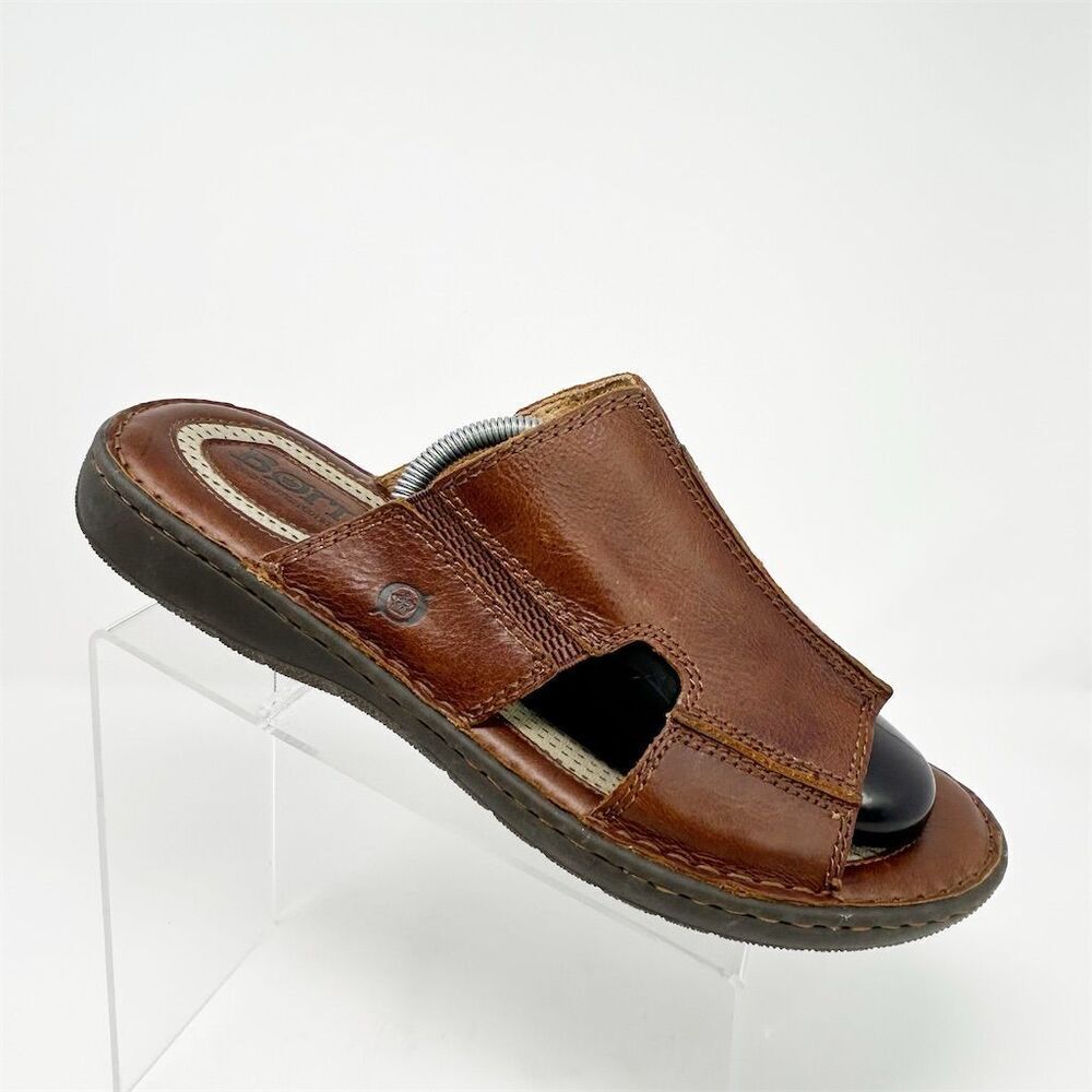 Born Men's Brown Leather Slide Sandals Size 13M Casual Summer Comfort Quality